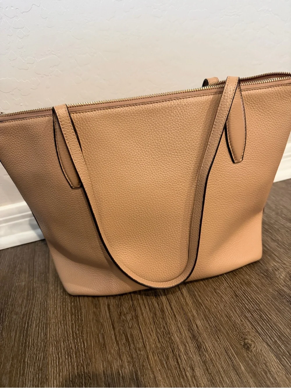 kate spade Pebbled Leather Tote in tan